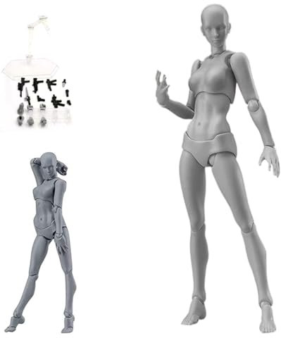 Schaufensterpuppen, Action -Abbildungen 5.1in bewegliche Gelenke Flexible Zeichnungsfiguren Modell mit Basis leichter wahrer Zeichnung Figur zum Skizzieren, Malerei, Zeichnen, Künstler (weiblich)