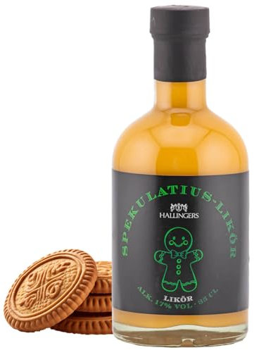 Hallingers Spekulatius, Sahne-Likör 17% vol. - Premium Weihnachts-Sahnelikör zu Weihnachten und im Advent als Geschenk zur Weihnacht (Glas) - Geschenk im Sommer & als perfektes Grillgeschenk | Danke S
