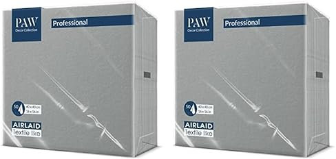 PAW - Airlaid Servietten (40 x 40 cm) I 50 Stück I Einfarbig I Stoffähnlich I Elegante Tischdekoration I HoReCa I Zu wichtigen Anlässen wie Hochzeiten, Feiern, Weihnachten I Unicolor: Grau