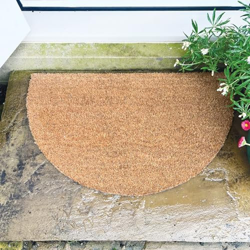 My Mat Plain Coir Half Moon Door Mat, Perfect for Indoor and Outdoor Use, Large Welcome Mat for Front Door, Entryway and Patio 45x75cm