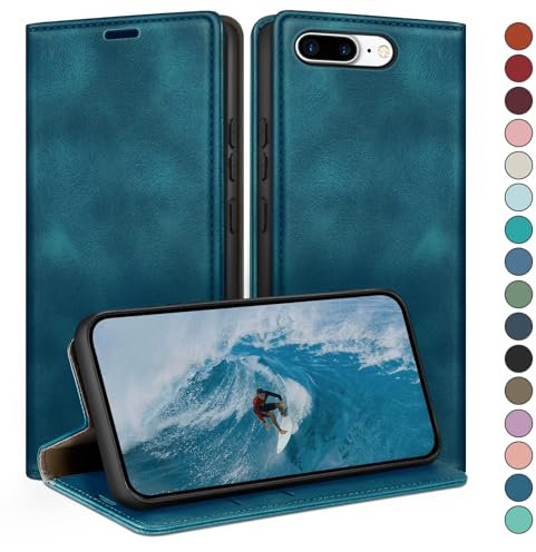 HUOUH for iPhone 7 Plus/8 Plus 5.5 Wallet case with RFID Blocking PU Leather,Flip Folio Book covers,Credit Card Holder Shockproof Phone case Women Men for Apple 7 Plus/8 Plus case Teal