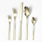 Opolia Besteck Set für 6 Personen, Essbesteck Set 30 teilig aus Edelstahl, Gabel Messer Löffel set, SpüLmaschinenfest, HochglanzPoliert- Champagner