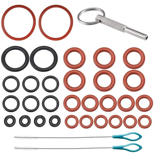ROSYLEVE Llave de Cabeza Ovalada con Llavero para Jura, 33 piezas Incluido Juego de Cepillos de Limpieza de 2 piezas Compatible con Repuestos de Cafeteras Totalmente Automáticas Jura