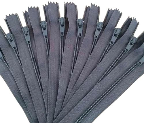 NJIEzhao Artigiano di fogna su Misura con Cerniera in Nylon da 10 Pezzi Cerniera Lampo(Grey,35cm)