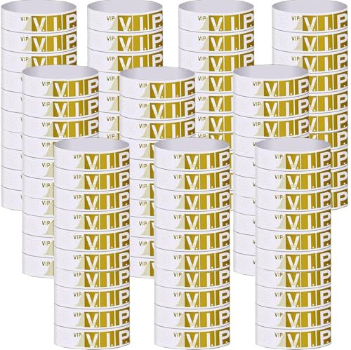 1000 Stück VIP Einlassbänder, BetterJonny Einlassbänder mit VIP Wasserdicht Event Armbänder Papierarmbänder Bedruckbar Securebänder Ideal für Sicherheit bei Veranstaltungen Events Hochzeit (Gold)