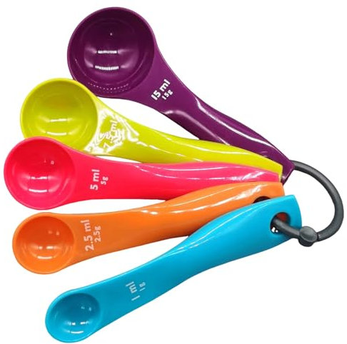 5 Stück Messlöffel Gramm,Dosierlöffel Messlöffel Set,Measuring Spoons,Portionierlöffel Unterschiedlichen Kapazitäten mit Bunt Des Plastic Löffel,für Baking und Kochen Kitchen,Flüssigkeiten und Pulver