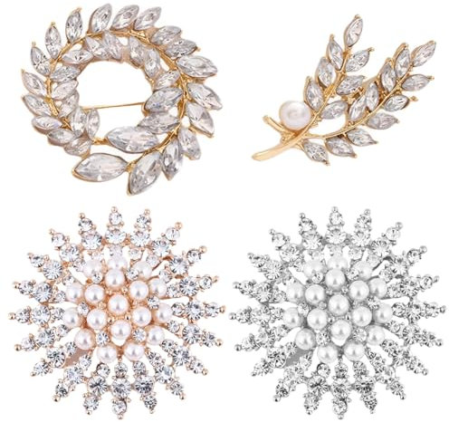 CULEO Spille e fermagli gioiello da donna,4pcs diamanti flash piccolo spilla pin antiriflesso fisso vestiti abito lapel pin