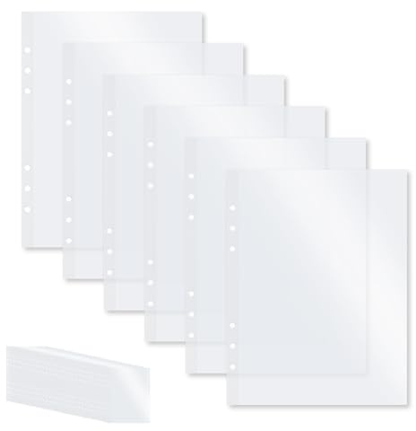 32 Stück A5 Klarsichthüllen, A5 Fotoalbum Karten Ersatzkern, Klarsichthülle Ordnertasche, Broschürenhülle Wirtschaftliche Reißverschlusslose Umschlag-Ordnertasche, 6 Loch Ordner Klarsichtschutzhülle