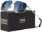 LUENX Sunglasses for Men Square Polarized Polygon Sun Glasses UV400 Protection 60mm,Gradient Blue Lens Silver Frame