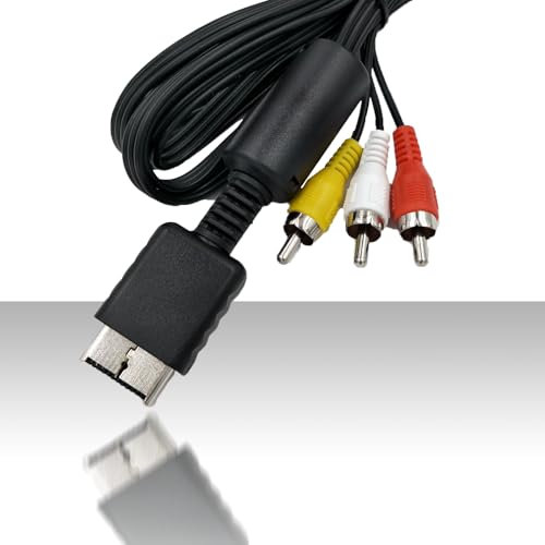 FENGRUI Cavo AV da 1,8 m per PS1, PS2, PS3, cavo audio e video RCACable, cavo audio e video RCACable, cavo audio HD video TV compatibile con PS 1/2/3 per giochi TV (nero, 1 pezzo)