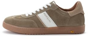 camel active Herren Sneaker aus Veloursleder Hellkhaki-Weiß, menswear-40