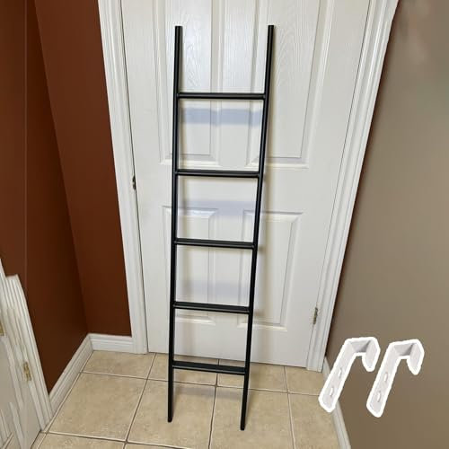 Scaletta Letto a Castello 116 120 125 130 135 140 150 155 160 Cm Scale In Metallo per Letto a Castello, Scala Antiscivolo per Letto a Castello Doppio per Camper con Ganci, Nero Scala per Letto Superio