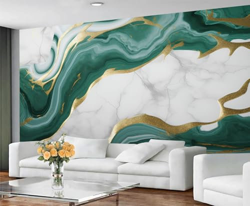 YXQAIED Marble Wallpaper, Emerald Green Wallpaper for Living Room, Modern Marble Bedroom Wall Paper, Not Self Adhesive European Platinum 3D Large Mural & Home Decor Poster, 200x140cm