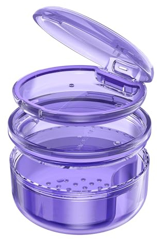 Boîte 2-En-1 Pour Appareil Dentaire & Bain De Trempage | Port, Rangement Et Trempage | En Matériau PC | Pour Appareils, Gouttières, Protège-Dents Et Dentiers – Rangement Et Nettoyage (Violet)
