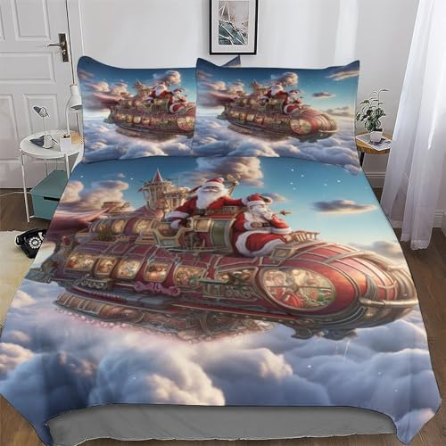 LCWWW Weihnachtsmann Bettwäsche Atmungsaktive Angenehme Bettbezüge Für Jungen Mädchen Bettdeckenbezug, 2teilig Bettbezug + Kissenbezug Single(135x200cm)