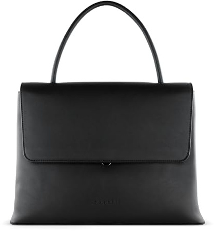 bugatti Ilva Damen Schultertasche L mit Kosmetiktasche, Handtasche aus Kunstleder, schwarz