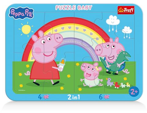 Trefl - Rahmenpuzzles Baby Die kleine Peppa, Peppa Pig, 2+ | Puzzles für Kleinkinder, 2-in-1, Rahmen und stabile Unterlage, Qualität, Förderung von Konzentration und Beobachtungsvermögen