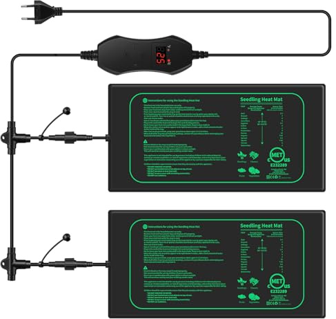 Pfloge® Heizmatte mit Thermostat, 50W Wärmematte Terrarium, PVC wasserdichte Pflanzen Gewächshaus Heizkissen, Erlaubt Temperatur Regelung in 1℃ (20-45℃), für Sämlinge, Haustiere und Reptilien