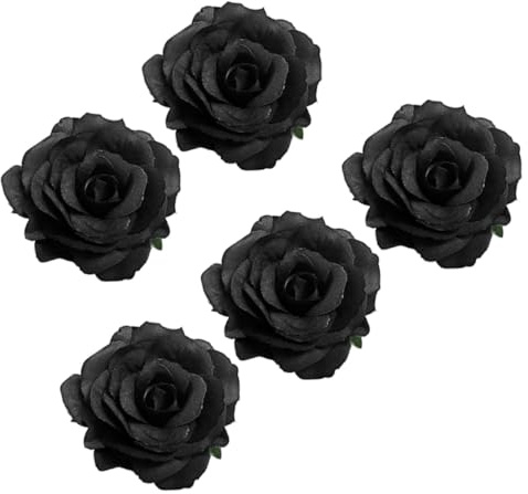 iplusmile Broche Rose Funéraire Broche De Poitrine De Rose 5 Pièces Noir Accessoire Funéraire Pince à Cheveux