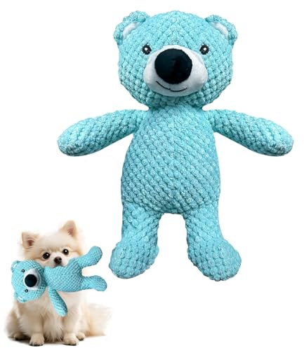 Hundespielzeug Welpenspielzeug Spielzeug Hund Interaktives Plüsch Hunde Spielzeug Anti Stress Blauer Bär Kuscheltier Hund Hundespielzeug Quietschend für Große Kleine Und Mittel Welpen - 22x27cm