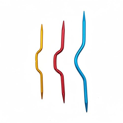 3PCS Knitting Cable Needles - Aluminum Curved Cable Needle Set - Crooked Stitch Holders for Braiding Sweater Patterns - Hand Knitting Tools Multicolor