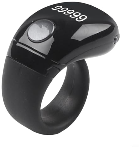 Smart Tasbih Zikr-Ring, wasserdichter digitaler Zähler mit Vibrationsalarm, Typ-C-Ladefunktion, Unisex-Azan-Wecker mit Fingerzähler für Muslime(Schwarz)