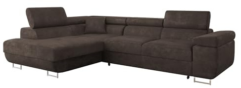 Mirjan24 Ecksofa Torezio mit Bettkasten, Einstellbare Kopfstützen, Sofa mit Schlaffunktion, Eckcouch für Wohnzimmer, Polsterecke, L-Form Couch mit Bettfunktion (Lumo 40, Seite: Links)