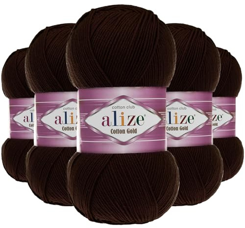 5 x 100g Strickgarn Alize Cotton Gold Uni Klassikgarn Häkelgarn Strick-Wolle Farbwahl