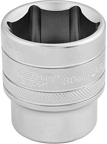 Draper Expert 1/2 30mm Square Drive Socket | 6 Point Hex Socket | Chrome Vanadium Steel Wrench Accessory | 16620