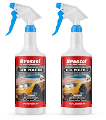 Brestol GFK-POLITUR 2x 750 ml (7554.2) - Waschen ohne Wasser Autolack Schnellreiniger Sprühwax Folienreiniger Carnaubwachs HM10 Ultraclean Schnellpolitur Sprühwachs