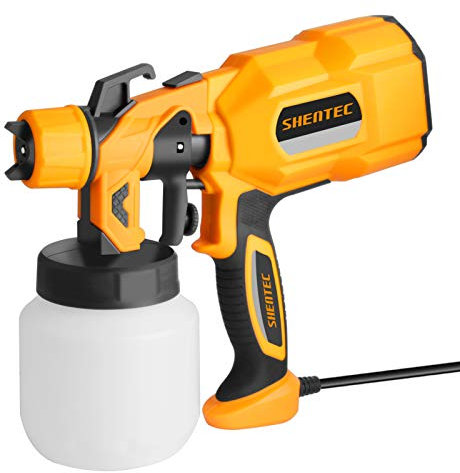 Shentec 650W Electric Paint Sprayer with 3 Spray Patterns, max Spray Flow 800 ml/min, HVLP Paint Gun with Adjustable Flow Control Button, 1.8mm 2.5 mm 2 Nozzle Sizes for Fence, Home Painting