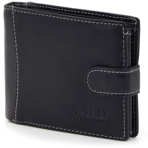 ekavale Herren Leder Geldbeutel mit Münzfach – RFID NFC Schutz Geldbörse, Portemonnaie, Wallet für Männer (Schwarz)