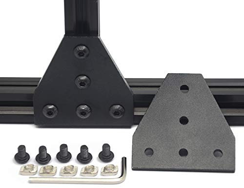 Iverntech 4 Stück T-förmige Eckhalterungs-Verbindungsplatte mit 20 Stück M5-T-Muttern + 20 Stück M5-Schrauben + 1 Stück Schraubenschlüssel für Standard-Aluminium-Extrusionsprofil mit 6 mm Schlitz 2020