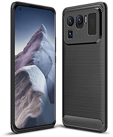 Cruzerlite für Xiaomi Mi 11 Ultra hülle, Kohlefaser Textur Design Abdeckung Anti-Scratch Stoßdämpfung Schutzhülle für Xiaomi Mi 11 Ultra Case (2021) (Black)