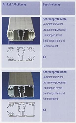 Alu - Verbindungsprofile für Stegplatten 16 mm - Komplettsystem Alu- Ober- und Unterprofil mit eingezogenen, grauen Dichtungen Preis: 12,00 €/lfdm. (Randprofil, 4000)