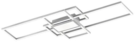 WOFI Zenit Deckenleuchte, Kunststoff, 28 W, Aluminium gebürstet, H: 7,5 cm x B: 42 cm x L: 104 cm
