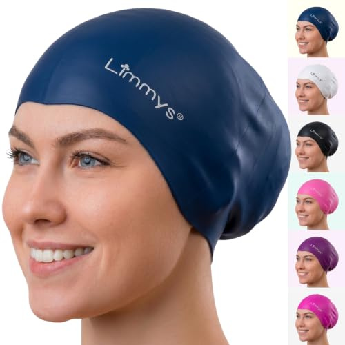 Limmys Gorro Natación Pelo Largo Mujer y Hombre – Espacio Extra, Elástico | Cabello largo, grueso y rizado - Silicona sin látex - Sin presión - Fácil de poner - Resistente al cloro