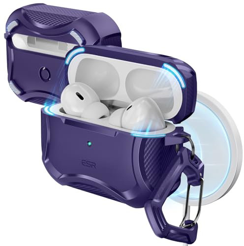 ESR Funda para AirPod Pro 2, Funda Rígida Compatible con AirPods Pro 2ª/1ª Generacion (2023/2022/2019), Compatible con MagSafe, Protección contra Caídas, Tapa Magnética, Púrpura
