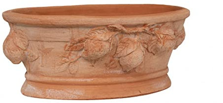 Biscottini Vaso terracotta grande per piante 33x20x14 Made in Italy - Ciotola da esterno artigianale - Soprammobili moderni - Decorazioni giardino - Fioriera artigianale - Vaso in terracotta interno