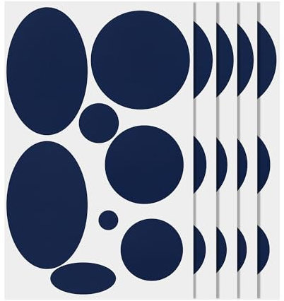5 Fogli/40pz Toppe per Riparazione, 8 Misure Toppa Adesiva per Tessuti in Nylon Nastro per Riparazione Capispalla in Tessuto Lavabile per Cappotti Piumini Tende Sacchi a Pelo(Blu Navy)