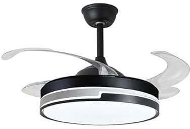 BEL AIR HOME - Ventilador ROBIN con Motor DC Silencioso, Aspas Desplegables, Luz LED 24W Ajustable 3000K/4000K/6500K, Mando a Distancia - Negro Mini