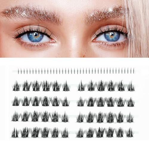 LANKIZ Manga Cluster Wimpern, Einzelne DIY Extensions Fake Lashes Mit 40Pcs Unteren, Natürliche Individual Lashes (Manga - Style-05)
