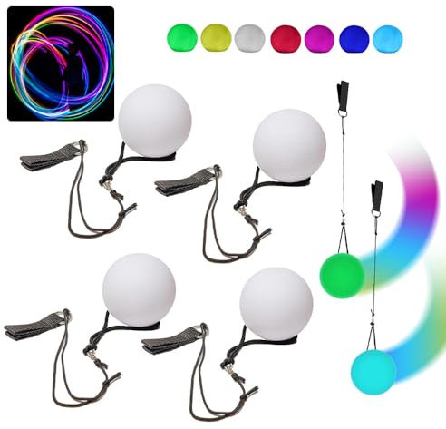 TGKYK LED Poi Bälle, 4 Stück Leucht Ball mit Regenbogen Farben und Strobe-Effek, Jonglierbälle Leuchtend, Leuchtendes Spielzeug für Fitness, Tanz, Jonglieren, Kinderspielzeug