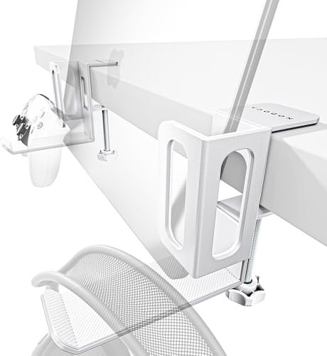 NODOCA Laptop Storage for Desk, MacBook Vertical Stand, Vertical Laptop Stand, with Headphone Holder, Desk Side Storage, Laptop Storage Rack[M, White]