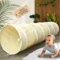 LIONHERZ® Spieltunnel für Kinder aus 100% Baumwolle mit Klettverschlüssen | Krabbeltunnel für Baby [180cm x 46cm] Faltbarer Pop-up Kriechtunnel | Krabbelrolle für Kinderzimmer, Spielzelt (Cremeweiß)