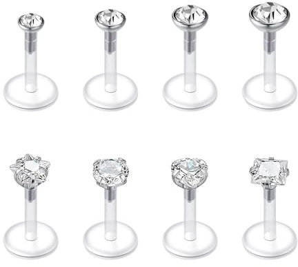 16G Klar Ohrstecker Lippenpiercing 6mm 8mm 10mm 12mm Plastik Ohrringe für Schule UV Flexibel Acryl Kunststtoff Piercing Retainer Helix Knorpel Tragus Labret Piercing Schmuck