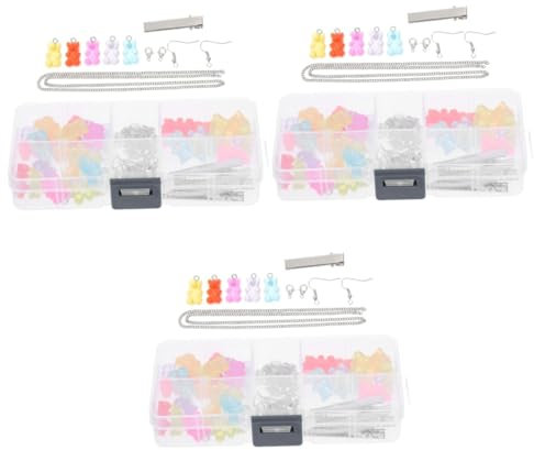 SEWACC 3 Sets DIY Jewelry Set Bear Hair Clips Nail Decorating Kit Cute Charms Gummy Beads Gummy Bear Nail Charms Keychain Accessories Jewels for Nails Craft Making Charms DIY Charms Resin