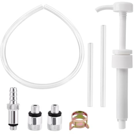 Laluky Lower Unit Gear Oil Pump for Standard Quart Bottles, 3/8 inch Metal Swivel, 8mm and 10mm Adapters Fit Most Marine Boat Outboard Motors(as shown)