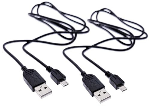 JZK 2x USB A to Micro USB Charging Cable, USB Micro Power Charger Cord Wire replacement for Android Smartphones, Tablets, MP3/MP4 Players, Data Transfer, Black