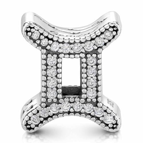 MATERIA Charm Anhänger Sternzeichen Zwilling - Sterling Silber 925 mit Zirkonia für Damen Armband Bead #16
